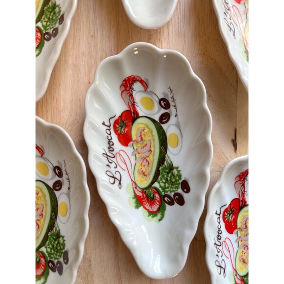 5 vintage shell-shaped avocado dishes, vintage French LHIRONDELLE tableware - Picture 2 of 3